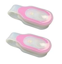 Mini lanterna LED de segurança com presilha e mãos livres, 2 peças, rosa