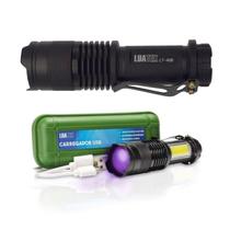 Mini Lanterna LED Recarregável Luz Negra USB Zoom Camping, Trilha, Pesca