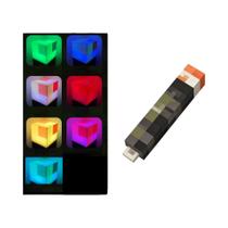 Mini Lanterna LED Recarregável USB Design Pixel Wind Brinquedo Modelo De Jogo Luz Noturna Pingente