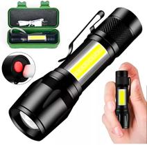 Mini Lanterna Led XPE Original 100000 Lumens + Lampião Recarregável USB Zoom Com Clip + Estojo + Cabo