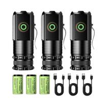 Mini Lanterna Portátil De Alta Potência, 2000lm, 3 Leds, Edc, Tipo-c, Recarregável, Ip68,