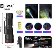 Mini Lanterna Tática JWS LED T12 Profissional Recarregável USB Zoom Ajustável Clipe Bolso ws-671 Mini Lanterna Tática JWS LED T12 Profissional Recarregável USB Zoom Ajustável Clipe Bolso ws-671