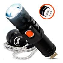 Mini Lanterna Tática Led AN-515 Potente Recarregável Via USB Com Zoom - Enviamos no mesmo dia