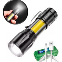 Mini Lanterna Tática Led Recarregável Usb T6 Cor da Luz Branco