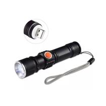Mini Lanterna Tática Recarregável Usb Led T6 Zoom E 3 Modos