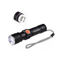 Mini Lanterna Tática Recarregável Usb Led T6 Zoom E 3 Modos