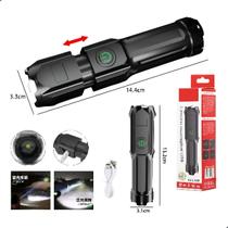 Mini Lanterna Tática Retrátil LED 800 Lumens Recarregável USB Com Zoom E Bateria Interna