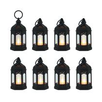 Mini lanternas decorativas LLQ 8 unidades de bateria LED preta 13x6cm