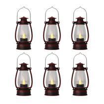 Mini lanternas Reperla 5" com LED vermelho rústico, pacote com 6