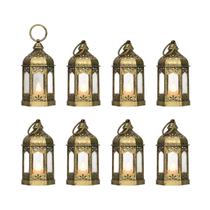 Mini Lanterns LLQ de 13 cm de latão escovado, pacote com 8 baterias LED Mini Lanterns LLQ de 13 cm de latão escovado, pacote com 8 baterias LED