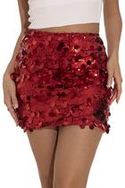 Mini lápis de cintura alta com lantejoulas Skirt GUANYY para mulheres Mini lápis de cintura alta com lantejoulas Skirt GUANYY para mulheres