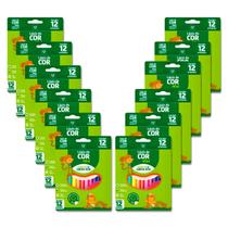 Mini lápis de cor sextavado com 12 cores, kit com 12 caixas
