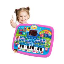 Mini Laptop Educacional Infantil Com Tela LED, Música, Roxo E Azul, Máquina De Aprendizagem Precoce