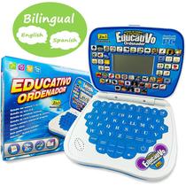 Mini laptop interativo genérico azul espanhol-inglês para crianças