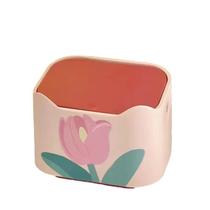 Mini lata de lixo de plástico Cute Tulip Desktop Bin 500g