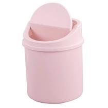 Mini lata de lixo Fiazony Plastic Desktop com tampa giratória rosa Mini lata de lixo Fiazony Plastic Desktop com tampa giratória rosa