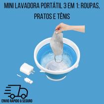 Mini Lavadora Portátil 3 em 1: Roupas, Pratos e Tênis