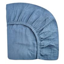 Mini lençol de berço ajustado, cartões de miado, 61 x 97 cm, algodão musselina azul Mini lençol de berço ajustado, cartões de miado, 61 x 97 cm, algodão musselina azul