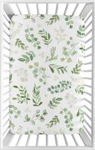 Mini lençol de berço Sweet Jojo Designs Floral Leaf verde/branco