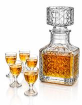 Mini Licoreira Garrafa De Vidro + 6 Mini Taça Tacinha Whisky Mini Licoreira Garrafa De Vidro + 6 Mini Taça Tacinha Whisky
