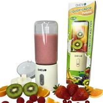 Mini Liquidificador Portátil 40W Copo Vidro 400ml, USB Recarregável, 6 Lâminas Aço Inox