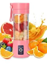 Mini Liquidificador Portátil ideal para shake, suco, whey, Cabo USB, 6 lâminas, copo 380ml, cor ROSA Mini Liquidificador Portátil ideal para shake, suco, whey, Cabo USB, 6 lâminas, copo 380ml, cor ROSA