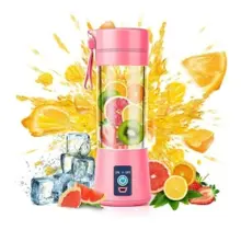 Mini Liquidificador Portátil Recarregável Mixer Usb Academia Cor Rosa
