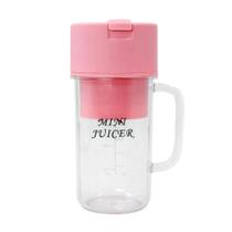 Mini Liquidificador Portátil Shake Suco Juice Cup Caneca Cabo USB Rosa