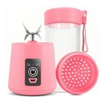 Mini Liquidificador Portátil Shake Suco Recarregável Rosa