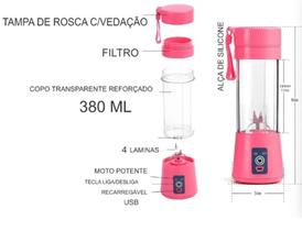 Mini Liquidificador Portátil Usb 6 Lâminas Recarregavel copo reforçado 380 ml pratico de usar Mini Liquidificador Portátil Usb 6 Lâminas Recarregavel copo reforçado 380 ml pratico de usar