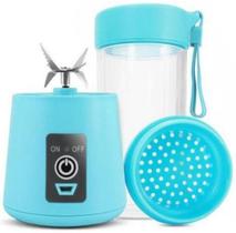 Mini Liquidificador Squeeze Portátil À Bateria 380Ml Azul