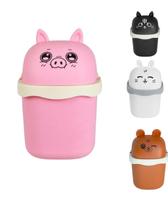 Mini Lixeira De Mesa Com Tampa Bichinhos Bancada 1,5L