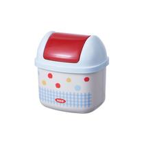 Mini lixeira de mesa de bolinhas azuis com tampa 160 mL PP