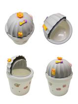 Mini Lixeira de Mesa Plástico com Adesivos HU54890