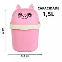 Mini Lixeira Infantil 1,5Litros Bichinhos Para Mesa ou Quarto