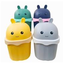 Mini Lixeira Mesa Coelho Com Tampa Retrátil Cozinha Fofa