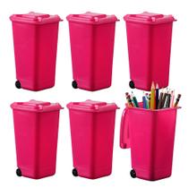 Mini lixeira, pacote com 6 latas de lixo em miniatura Hammont, rosa Mini lixeira, pacote com 6 latas de lixo em miniatura Hammont, rosa