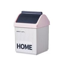 Mini lixeira rosa fofa com tampa para mesa Mini lixeira rosa fofa com tampa para mesa