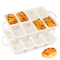 Mini Loaf Pan Vinino de silicone com estrutura metálica, pacote com 8 cavidades