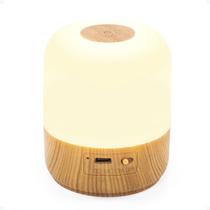 Mini Luminária Abajur de Mesa Touch LED Madeira Sem Fio