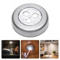 Mini Luminária Auxiliar Noturna Cromado Adesiva LED Branco Frio Spot De Colar