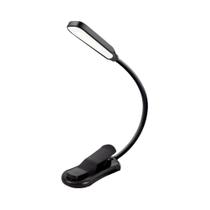 Mini Luminária De Livro Recarregável 7 LEDs 3 Níveis Branco Quente E Frio Flexível Com Clipe Para