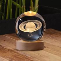 Mini Luminária Led Globo De Vidro 3d Abajur Quarto Infantil