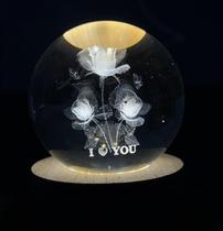 Mini Luminária Led Globo De Vidro Maciço Enfeite Decorativo 3D