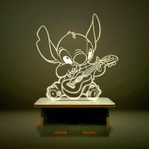 Mini Luminária Lilo e Stitch- Stitch Tocando Violão Guitarra - ShopC