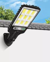 Mini Luminária Solar Poste Rua Parede Refletor 72 Cob Sensor