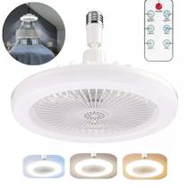 Mini Luminária Ventilador Teto Pequeno Led Branco Frio Bivolt Silenciosa