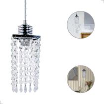 Mini Lustre Pendente Cristais Quadrado Diamante Prata E27 Mini Lustre Pendente Cristais Quadrado Diamante Prata E27