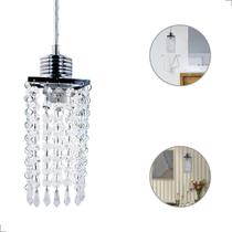 Mini Lustre Pendente Cristais Quadrado Diamante Prata E27 Mini Lustre Pendente Cristais Quadrado Diamante Prata E27