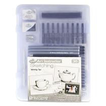 Mini Maleta Transparente para Desenho Morning Tea Sketching Art Set Royal & Langnickel com 35 Peças AIS-SKT3105